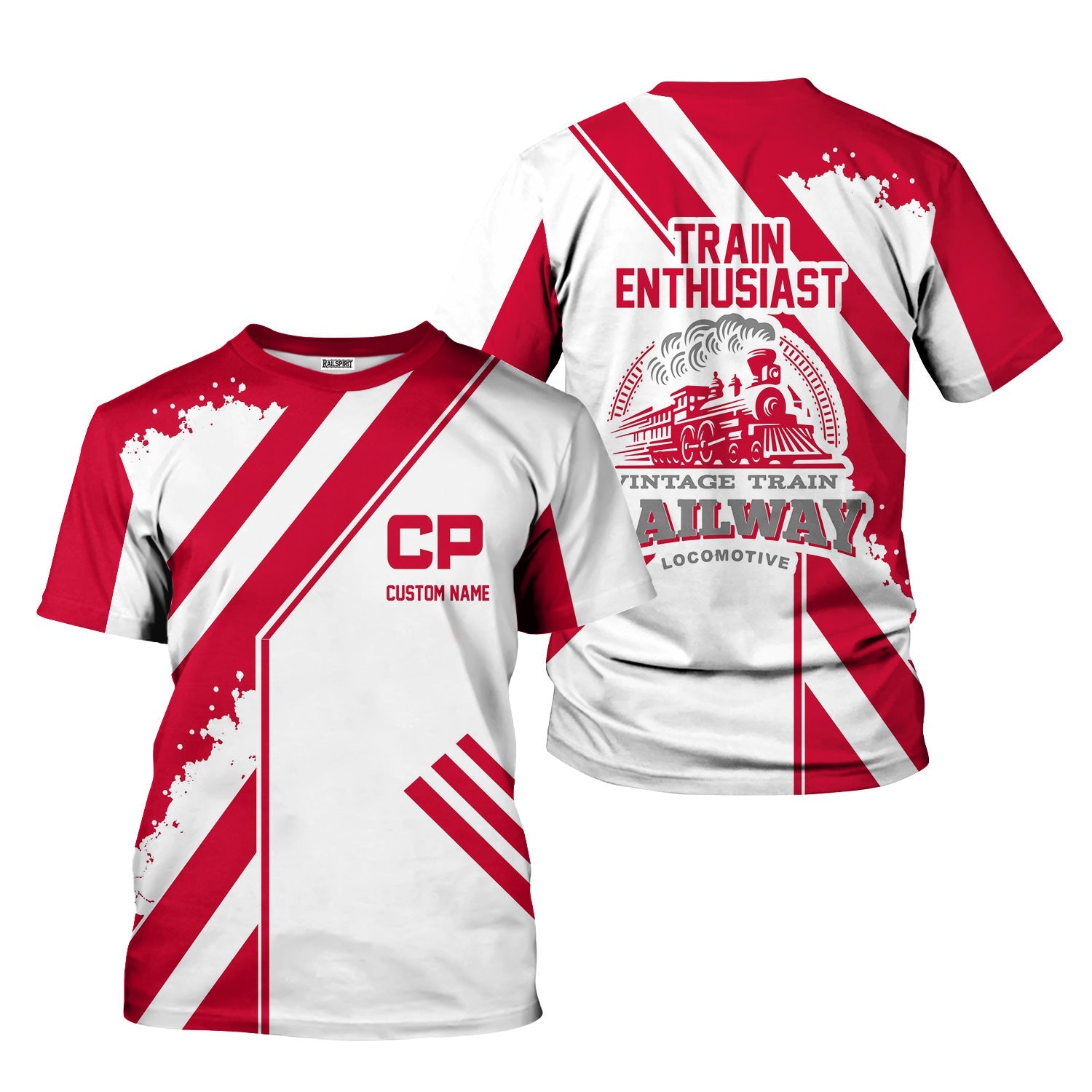 Railspirit Personalized Canadian Pacific Railroad T-Shirt Locomotive Design Train Shirt for Train Enthusiast