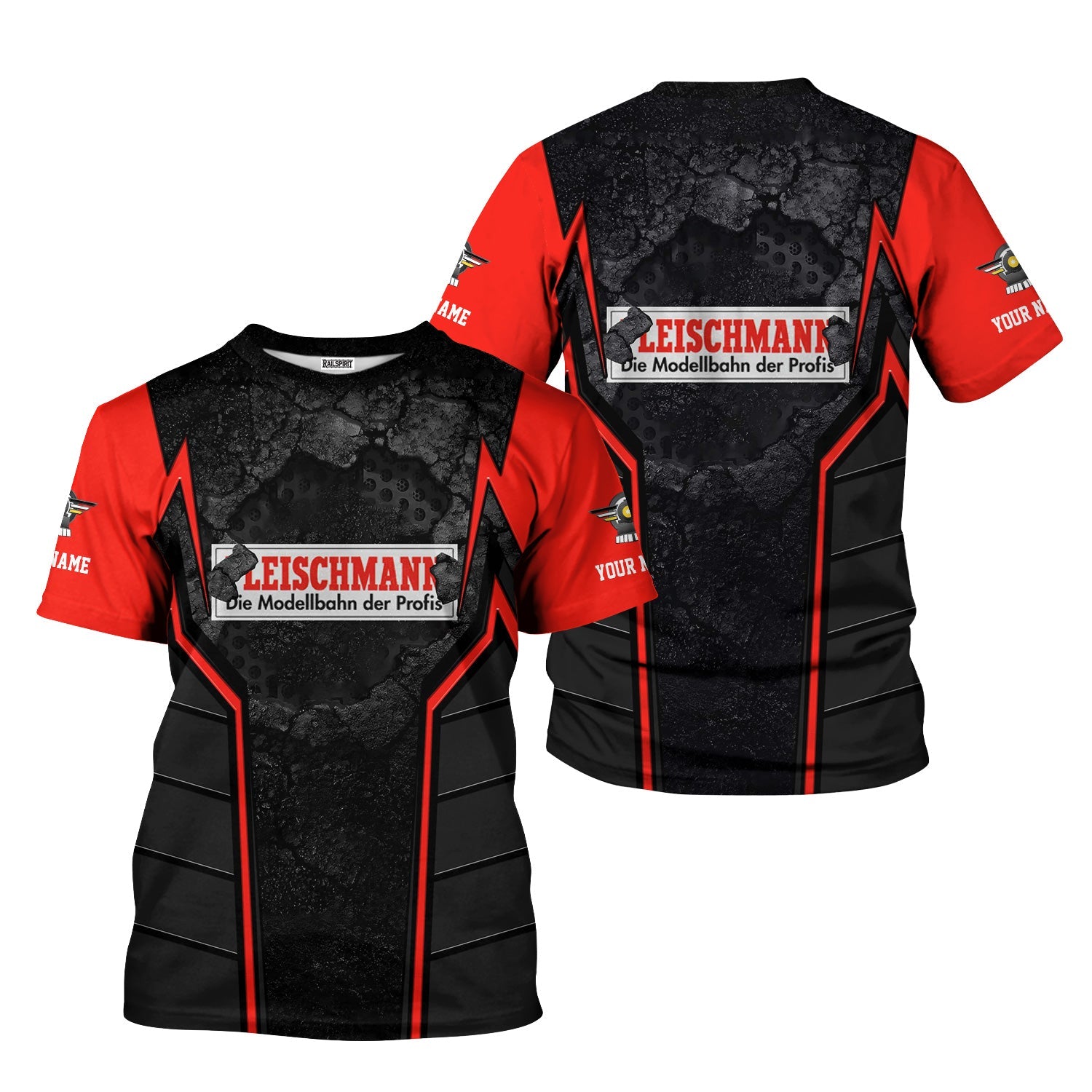 Railspirit Personalized Fleischmann And Western Railroad T-Shirt Cracked Metal Design Train Shirt for Rail Enthusiasts