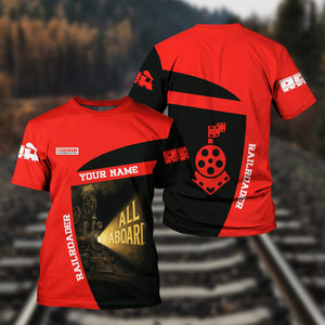 Railspirit Personalized Fleischmann And Western Railroad T-Shirt All Aboard Steam Train Movie Projector Style Shirt