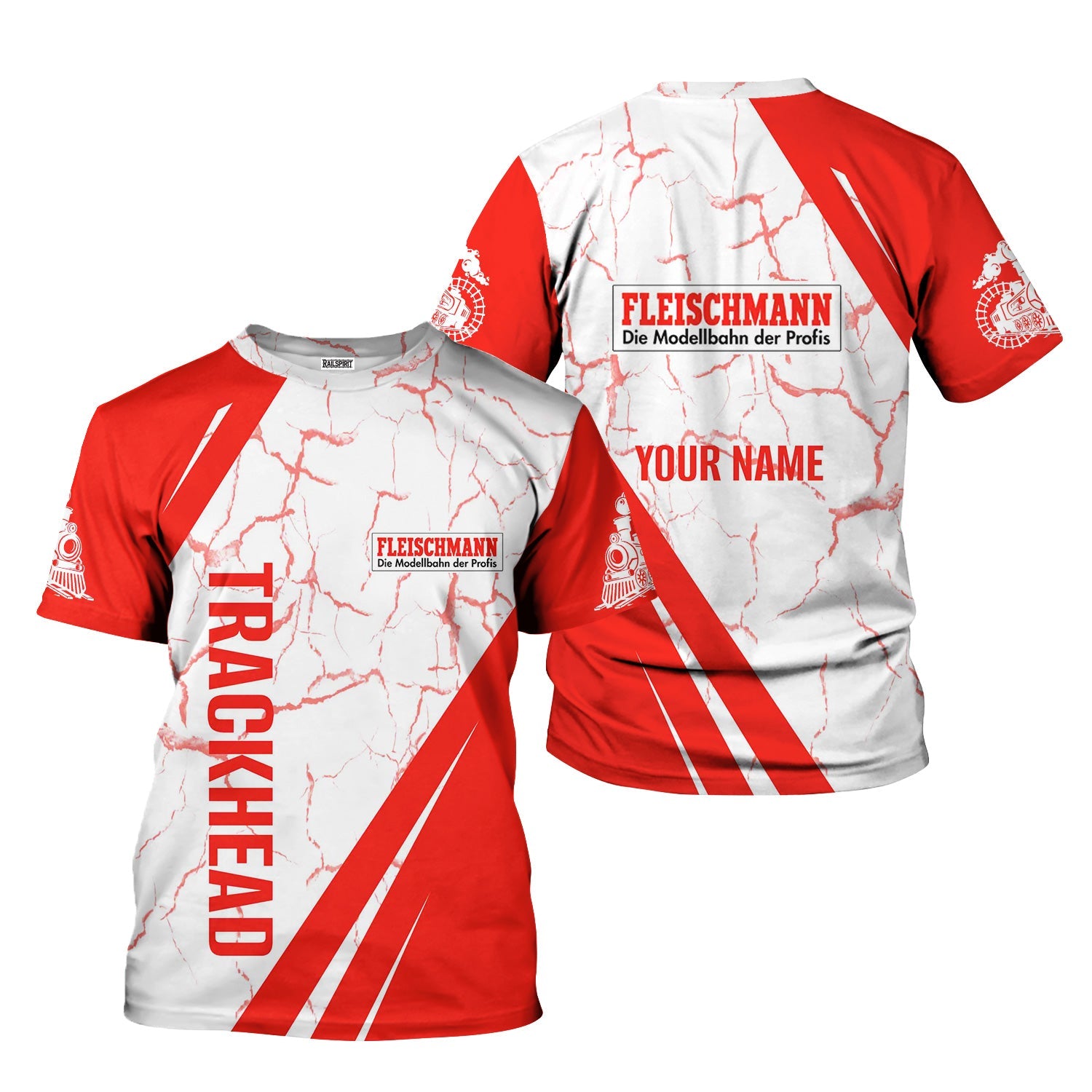 Railspirit Personalized Fleischmann And Western Railroad T-Shirt Crackle Texture Style Shirt For Trackhead