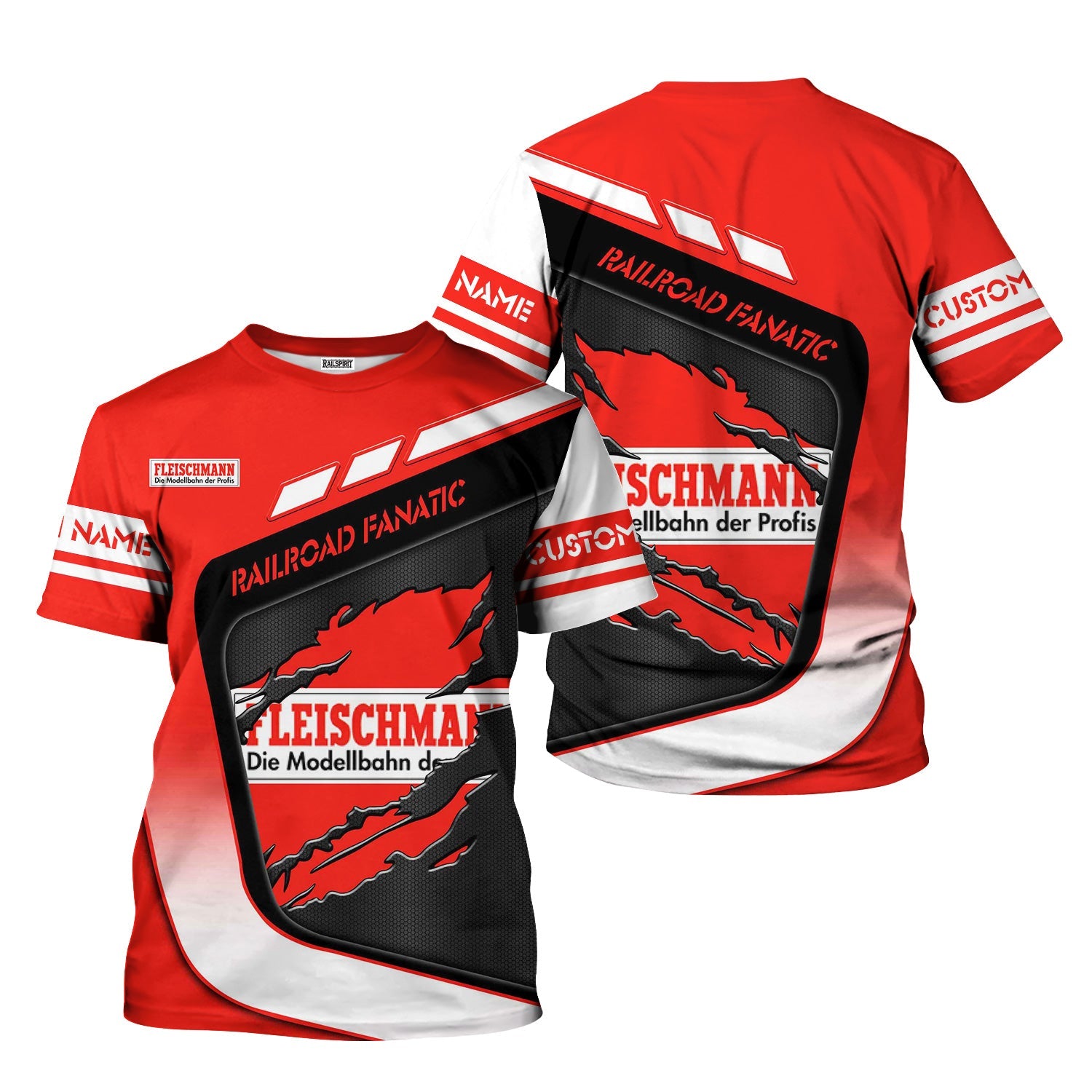 Railspirit Personalized Fleischmann And Western Railroad T-Shirt Ripped Texture Style Train Shirt For Railroad Fanatic