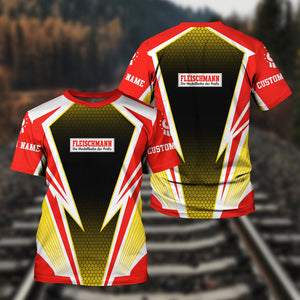 Railspirit Personalized Fleischmann And Western Railroad T-Shirt Lightning Graphic Style Shirt Gift Idea For Train Lover