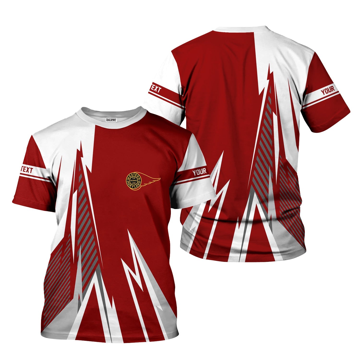 Railspirit Personalized Western Maryland Railway T-Shirt Lightning-Inspired Railway Style Shirt For Train Lovers