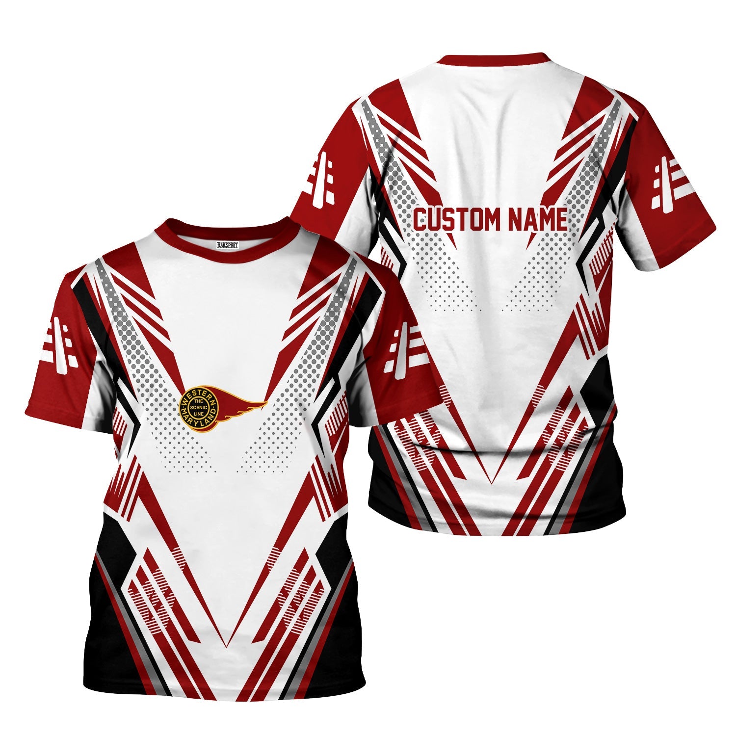 Railspirit Personalized Western Maryland Railway T-Shirt Railroad Tribute Design Train Shirt for Train Lovers