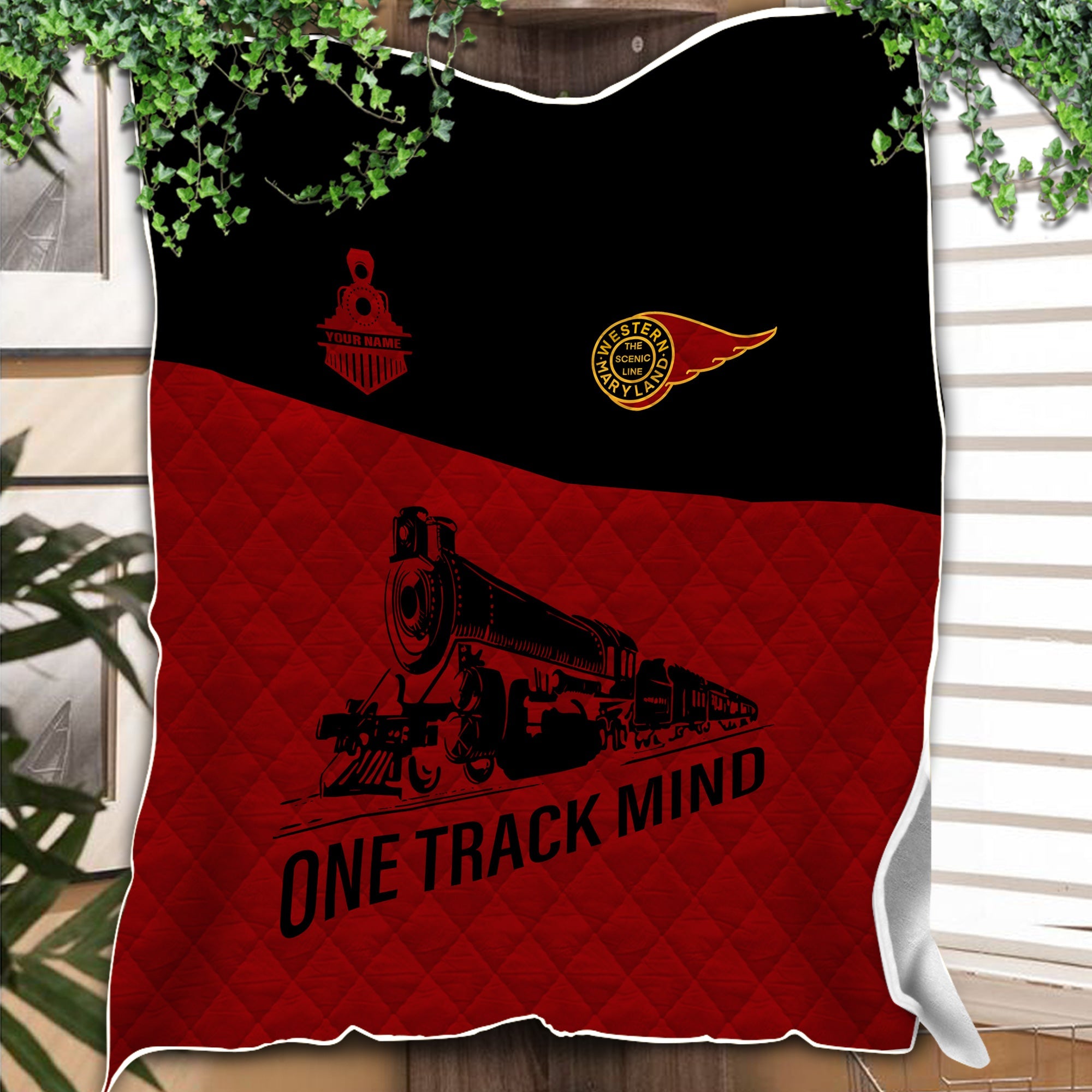 Railspirit Personalized Western Maryland Railway Premium Quilt One Track Mind Train Premium Quilt Gift Idea For Train Lover