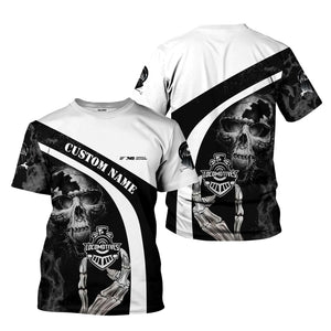 Railspirit Personalized Norfolk Southern Railway T-Shirt Flame Skull Design Train Shirt for Locomotive Fans