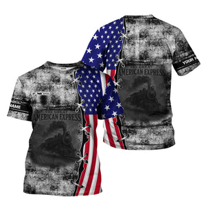 Railspirit Personalized Norfolk Southern Railway T-Shirt Retro American Express Train With USA Flag Shirt
