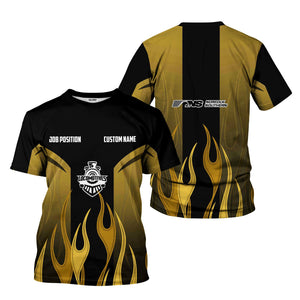 Railspirit Custom Name and Job Title Norfolk Southern Railway T-Shirt Flame Graphic Train Shirt