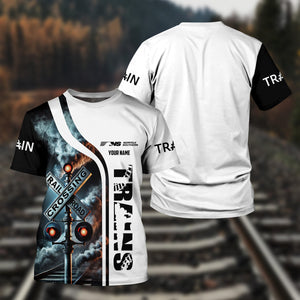Railspirit Custom Name Norfolk Southern Railway T Shirt Railroad Crossing Sign Train Shirt All Over Print