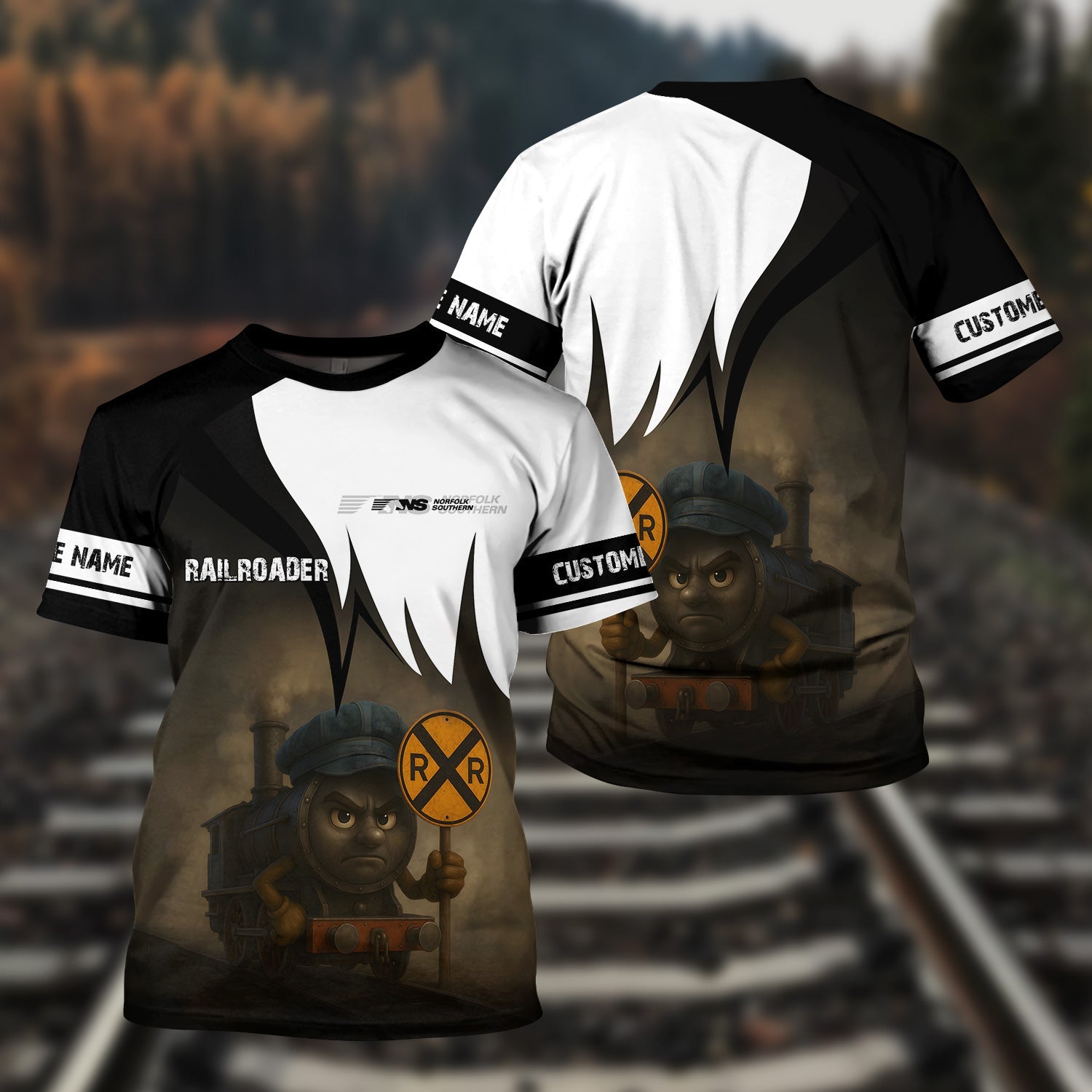 Railspirit Personalized Norfolk Southern Railway T-Shirt Angry Train Shirt Gift Idea For Train Lover