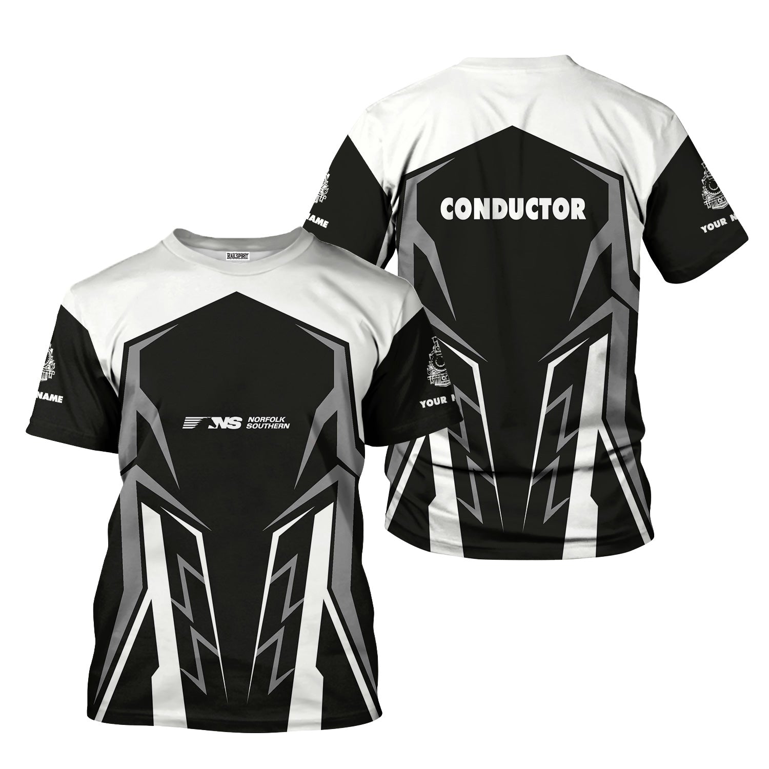 Railspirit Personalized Norfolk Southern Railway T-Shirt Futuristic Design with Custom Job Train Shirt