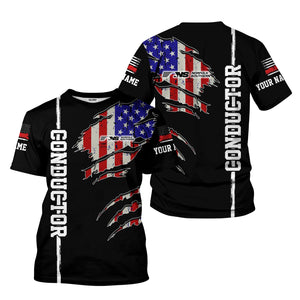 Railspirit Personalized Norfolk Southern Railway T-Shirt USA Flag Claw Art with Custom Job Train Shirt