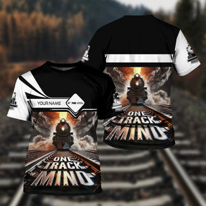 Railspirit Personalized Norfolk Southern Railway T Shirt One Track Mind Train Printed Shirt