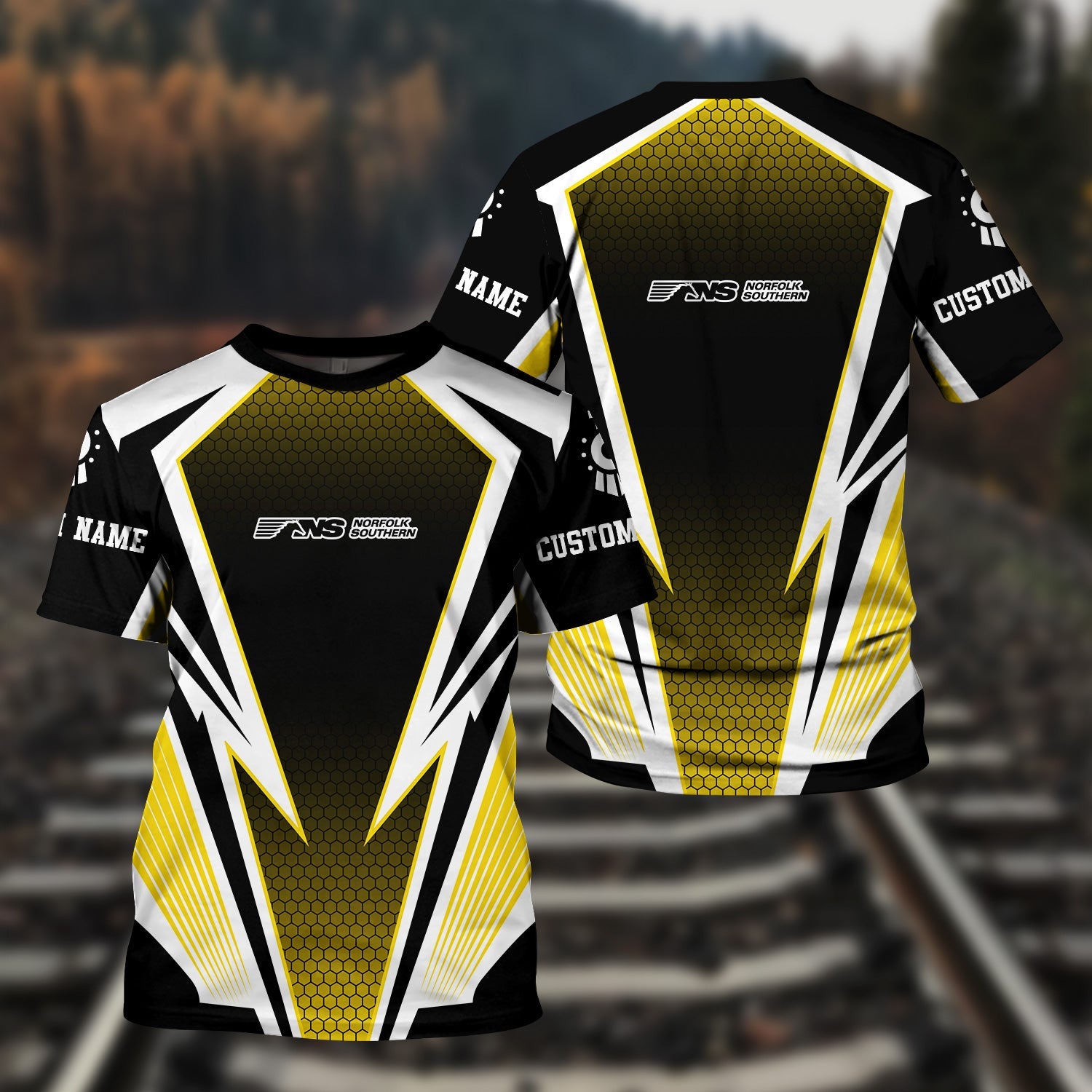 Railspirit Personalized Norfolk Southern Railway T-Shirt Lightning Graphic Style Shirt Gift Idea For Train Lover