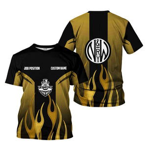 Railspirit Custom Name and Job Title Norfolk and Western Railway T-Shirt Flame Graphic N&W Train Shirt