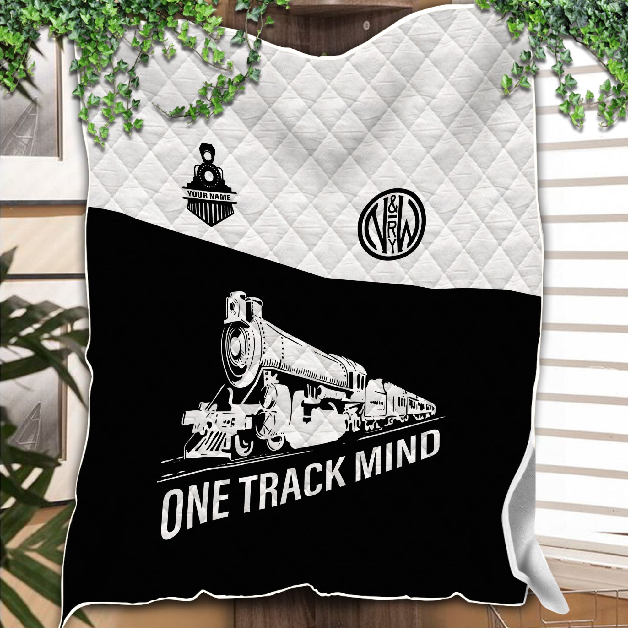 Railspirit Personalized Norfolk and Western Railway Premium Quilt One Track Mind N&WTrain Premium Quilt Gift Idea For Train Lover