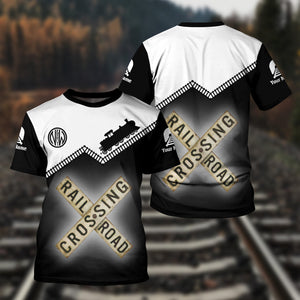 Railspirit Personalized Norfolk and Western Railway T Shirt Railroad Crossing Printed Train Track Shirt