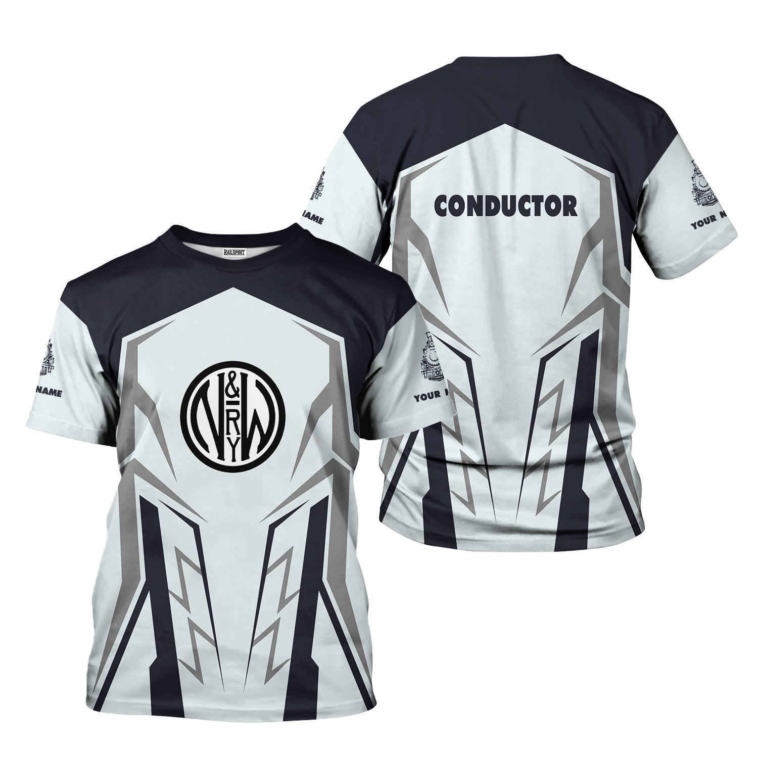 Railspirit Personalized Norfolk and Western Railway T-Shirt Futuristic Design with Custom Job N&W Train Shirt