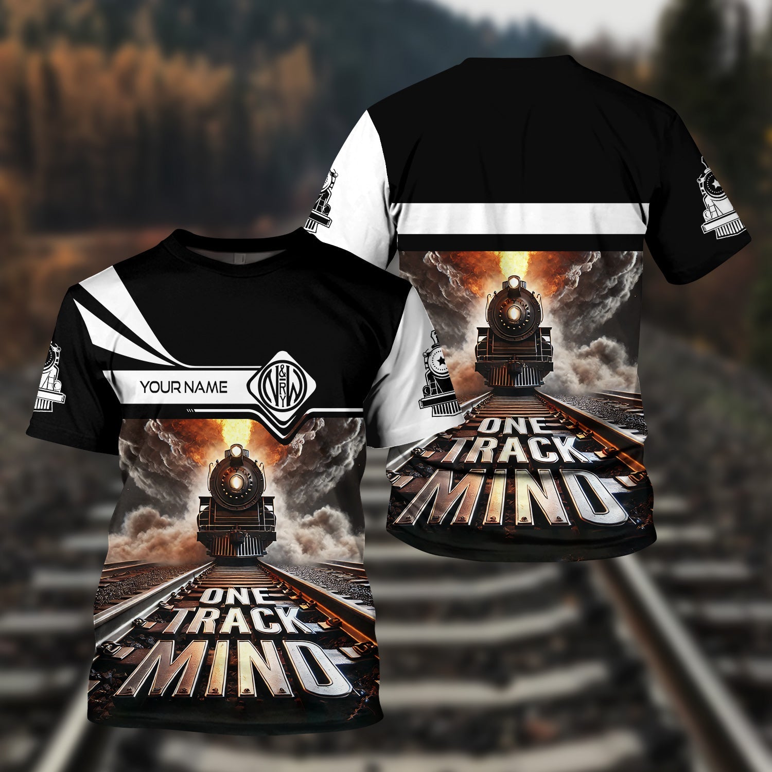 Railspirit Personalized Norfolk and Western Railway T Shirt One Track Mind N&W Train Printed Shirt