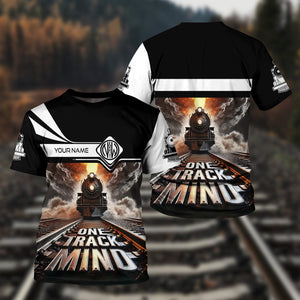 Railspirit Personalized Norfolk and Western Railway T Shirt One Track Mind N&W Train Printed Shirt