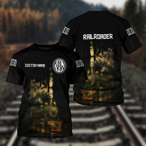 Railspirit Personalized Norfolk and Western Railway T-Shirt Vintage Train Art Style N&W Shirt For Locomotive Fans