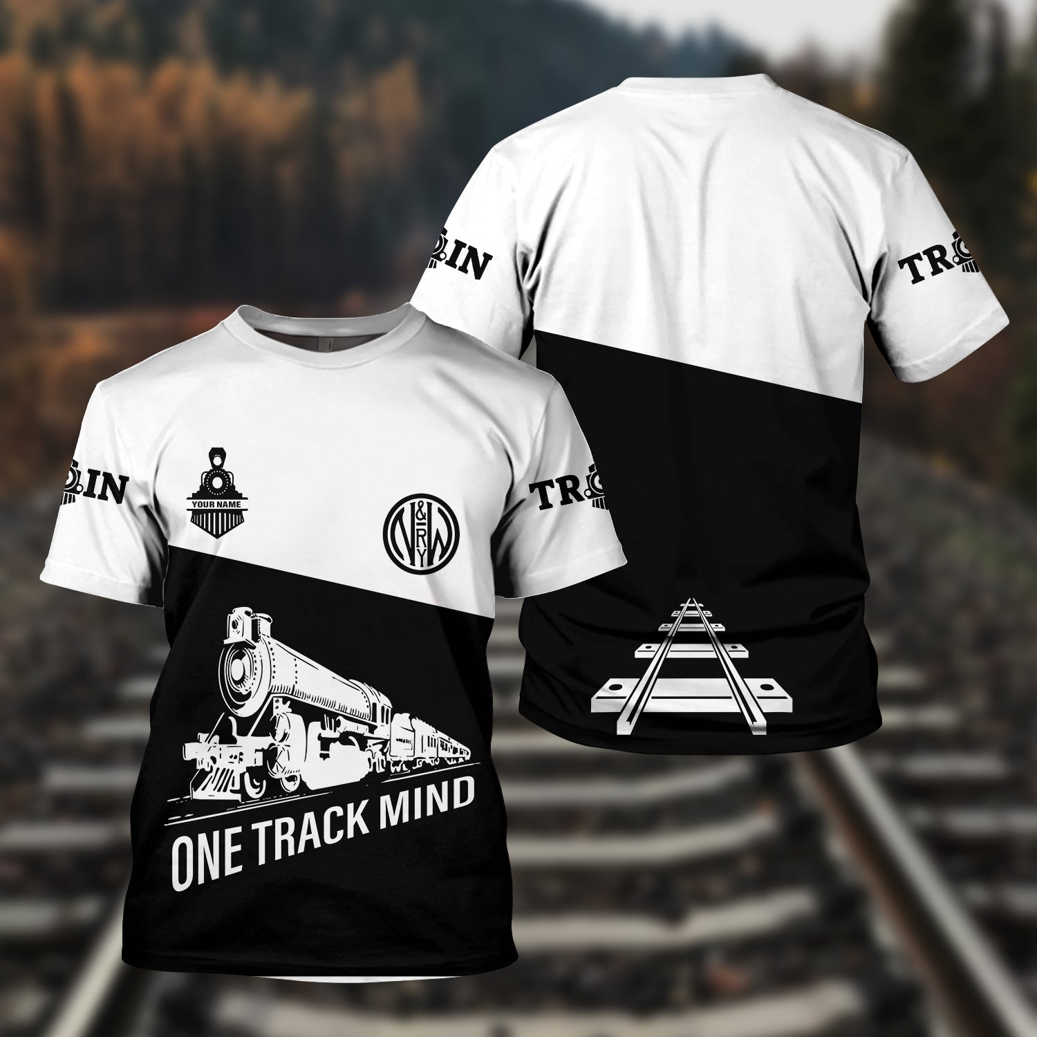 Railspirit Personalized Norfolk and Western Railway T Shirt One Track Mind Unisex Train Shirt Gift Idea For Train Lover