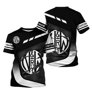 Railspirit Personalized Norfolk and Western Railway T-Shirt Ripped Texture Style N&W Train Shirt For Railroad Fanatic