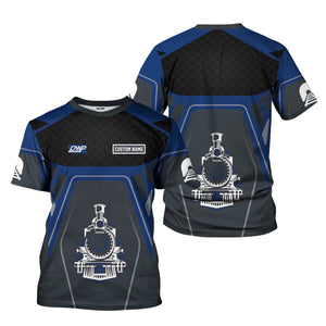 Railspirit Personalized Duluth, Winnipeg and Pacific Railway T-Shirt Steam Locomotive Engine Graphic Train Shirt All Over Print