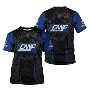 Railspirit Personalized Duluth, Winnipeg and Pacific Railway T-Shirt Cracked Metal Design Train Shirt for Rail Enthusiasts