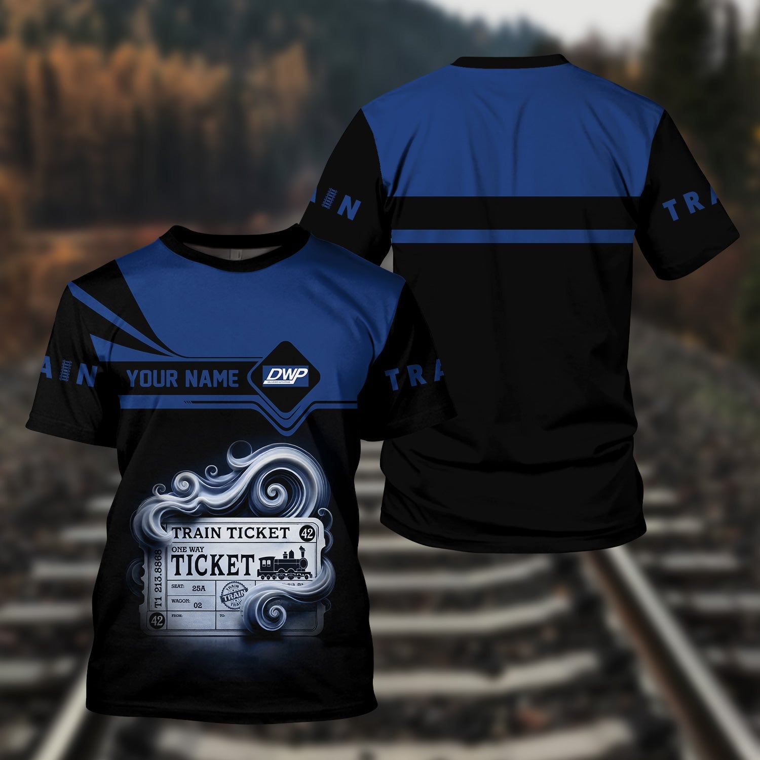 Railspirit Personalized Duluth, Winnipeg and Pacific Railway T Shirt Train Ticket American Locomotive Printed Train