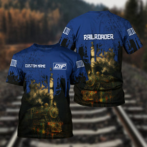 Railspirit Personalized Duluth, Winnipeg and Pacific Railway T-Shirt Vintage Train Art Style Shirt For Locomotive Fans