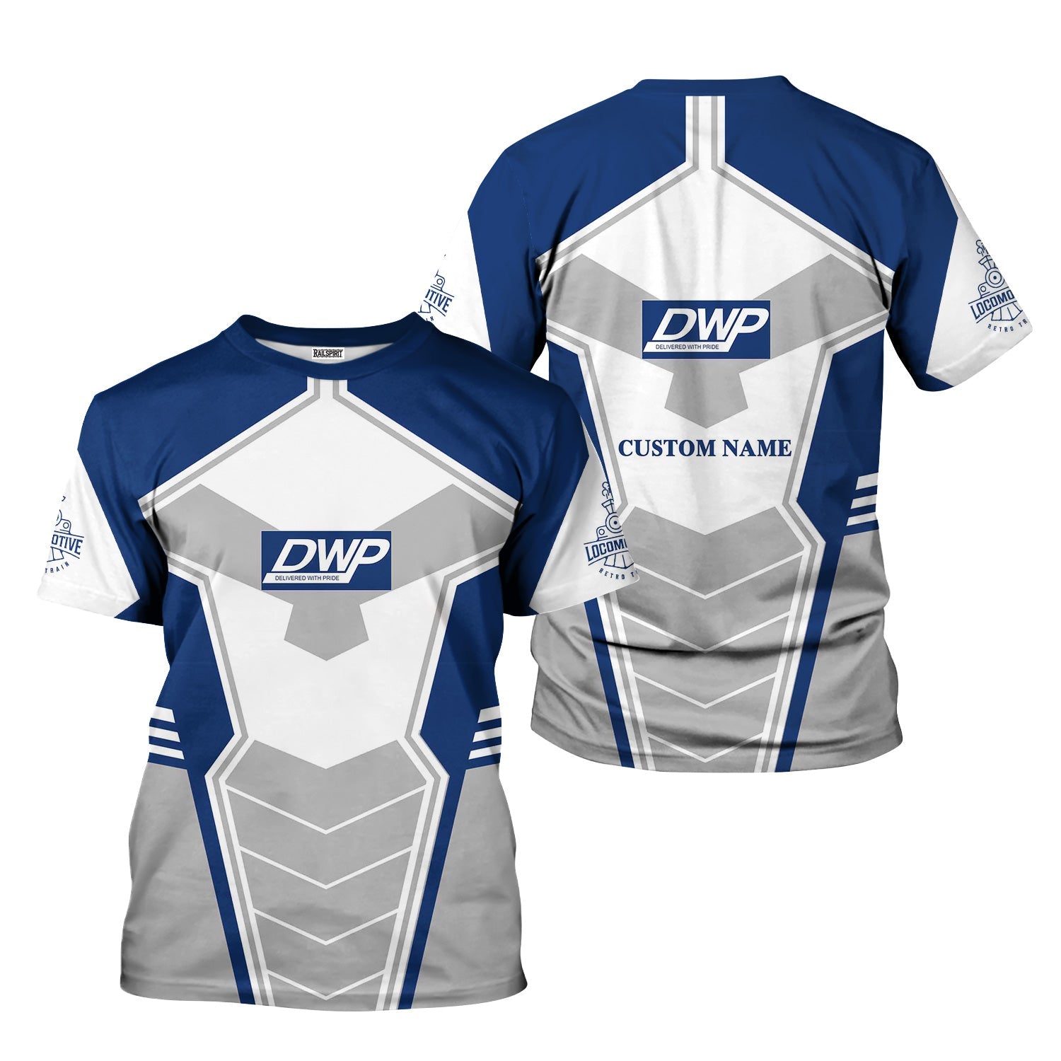 Railspirit Personalized Duluth, Winnipeg and Pacific Railway T-Shirt Engine-Inspired Style Train Shirt for Railroad Fanatic