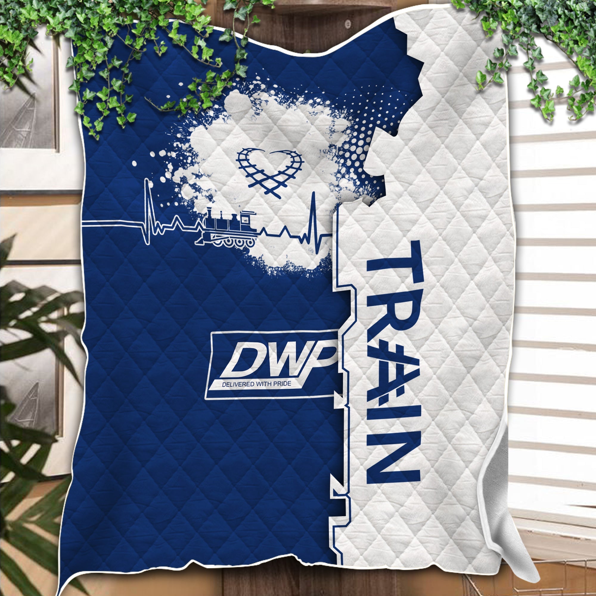 Railspirit Duluth, Winnipeg and Pacific Railway Premium Quilts Engine Heartbeat and Track Love Style Quilts Gift Idea For Train Lovers