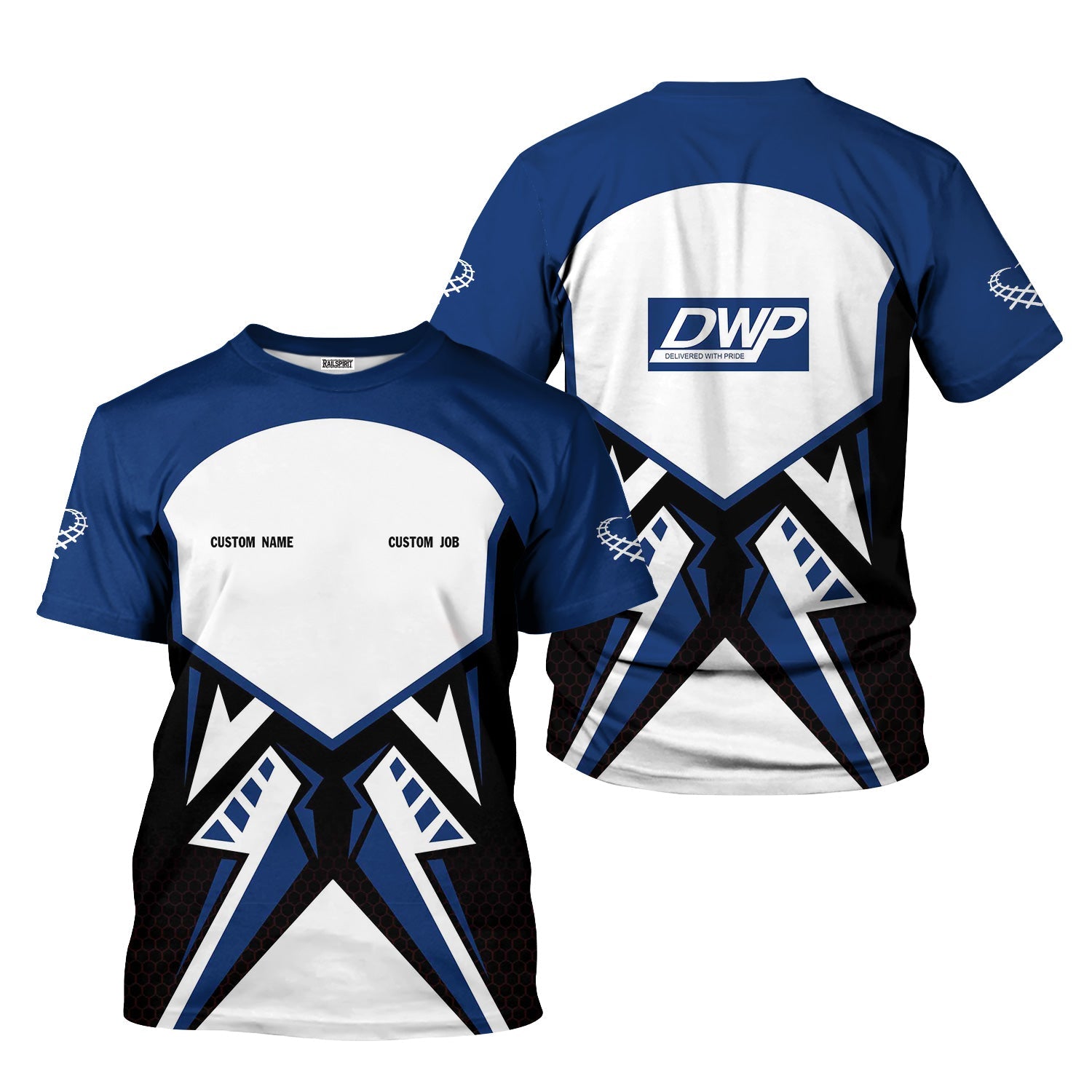 Railspirit Personalized Duluth, Winnipeg and Pacific Railway T-Shirt Vibriant Style with Custom Position Train Shirt