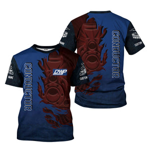 Railspirit Personalized Duluth, Winnipeg and Pacific Railway T-Shirt Blazing Style with Custom Position Train Shirt