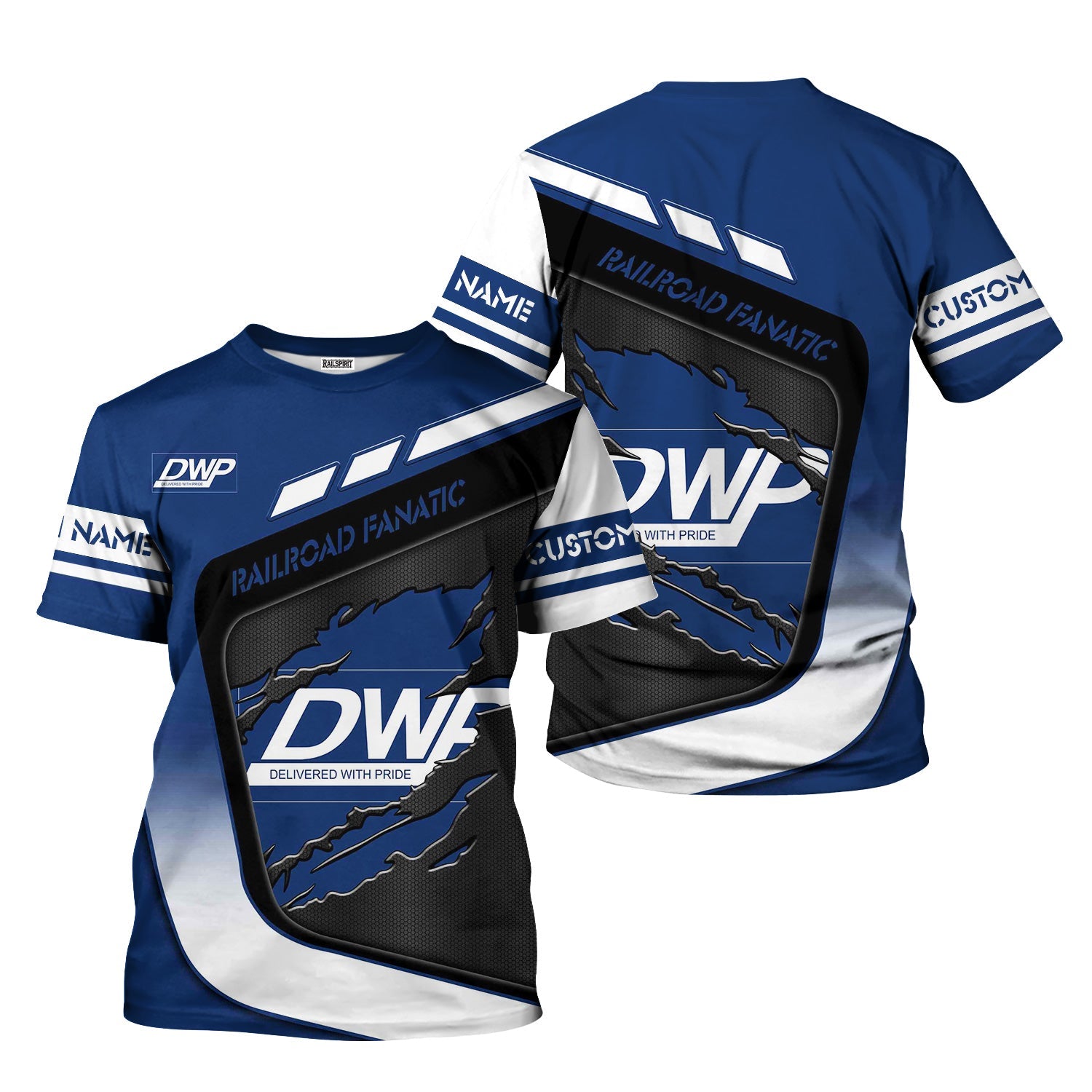 Railspirit Personalized Duluth, Winnipeg and Pacific Railway T-Shirt Ripped Texture Style Train Shirt For Railroad Fanatic