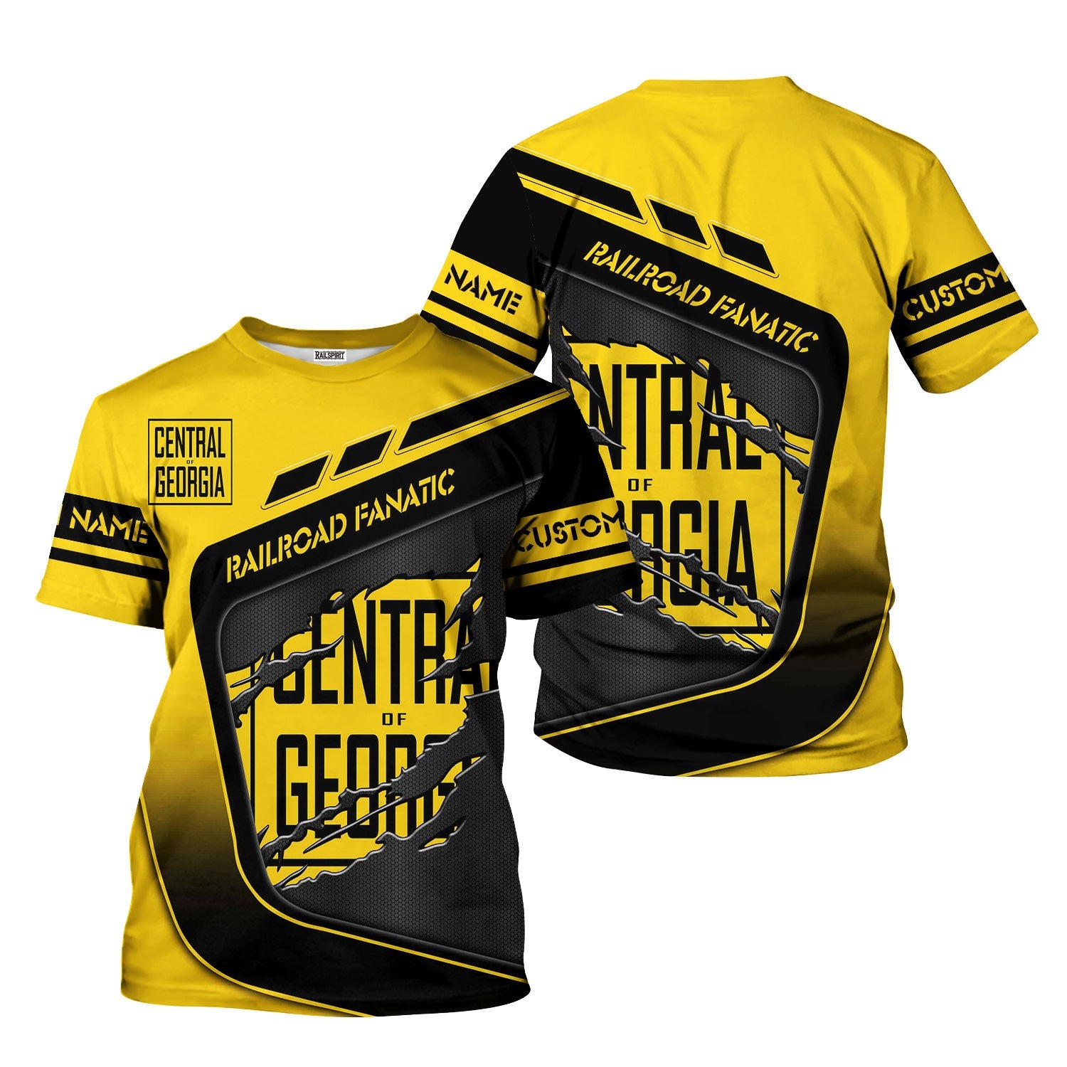 Railspirit Personalized Central of Georgia Railway T-Shirt Ripped Texture Style Train Shirt For Railroad Fanatic