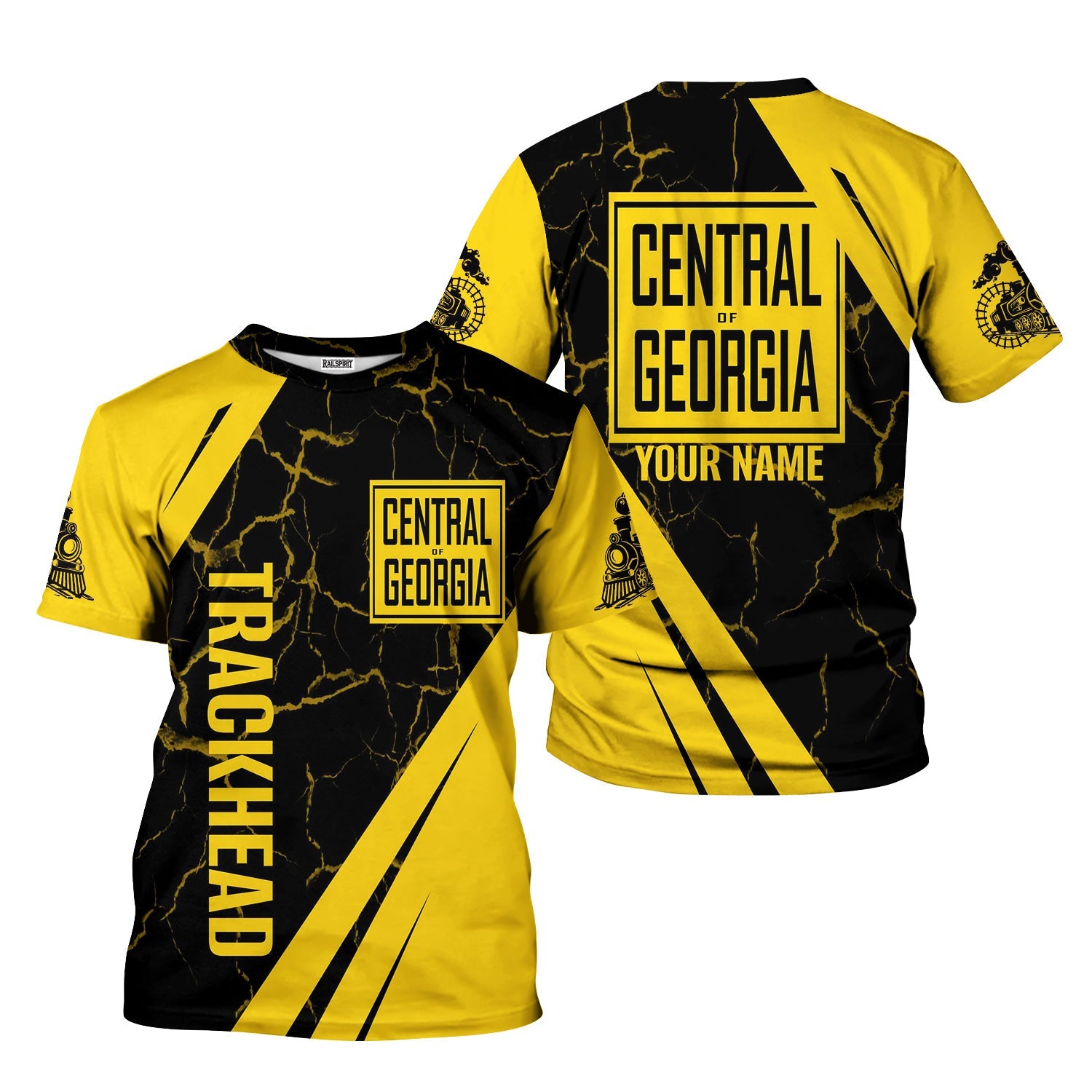 Railspirit Personalized Central of Georgia Railway T-Shirt Crackle Texture Style Shirt For Trackhead