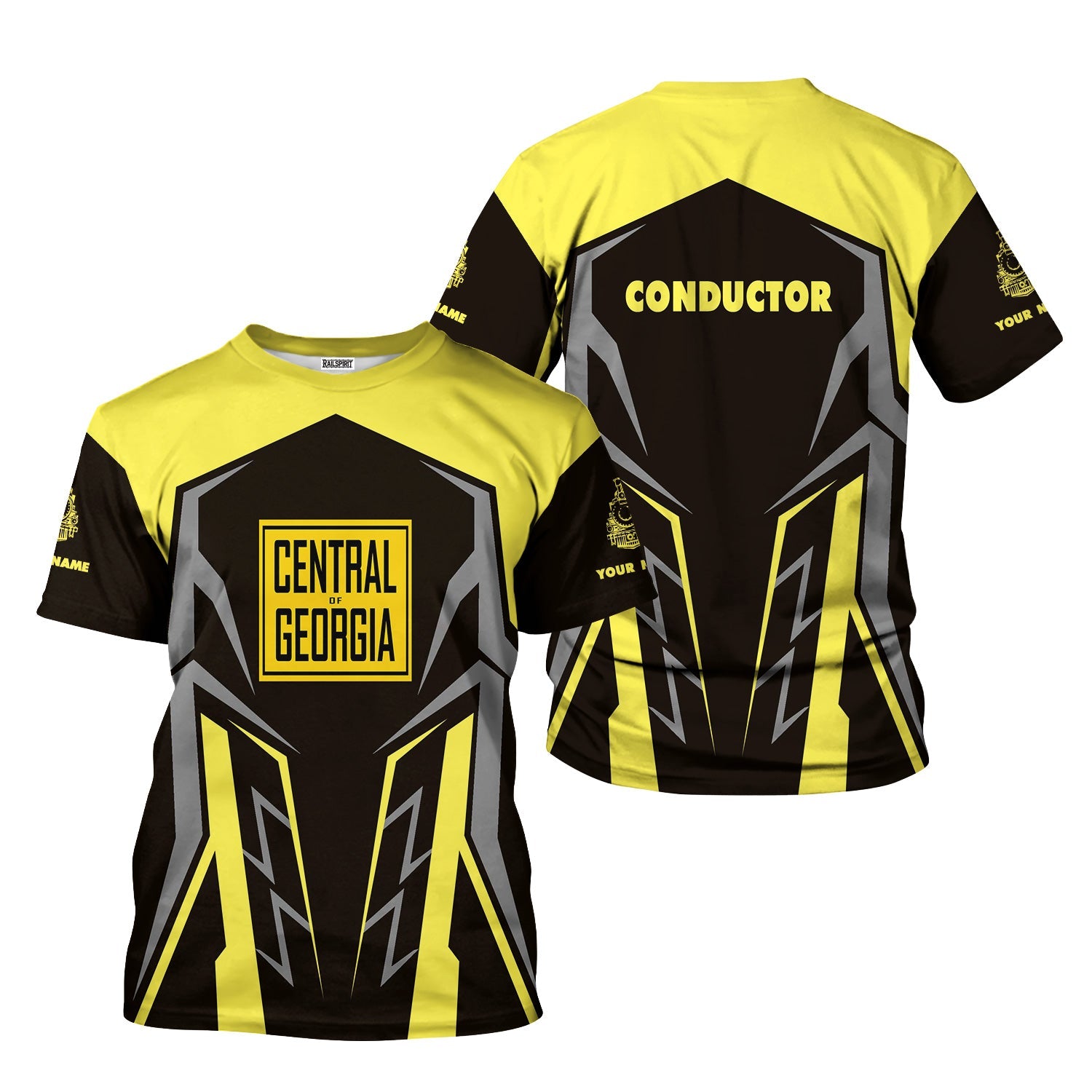 Railspirit Personalized Central of Georgia Railway T-Shirt Futuristic Design with Custom Job Train Shirt