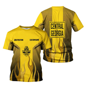 Railspirit Custom Name and Job Title Central of Georgia Railway T-Shirt Flame Graphic Train Shirt