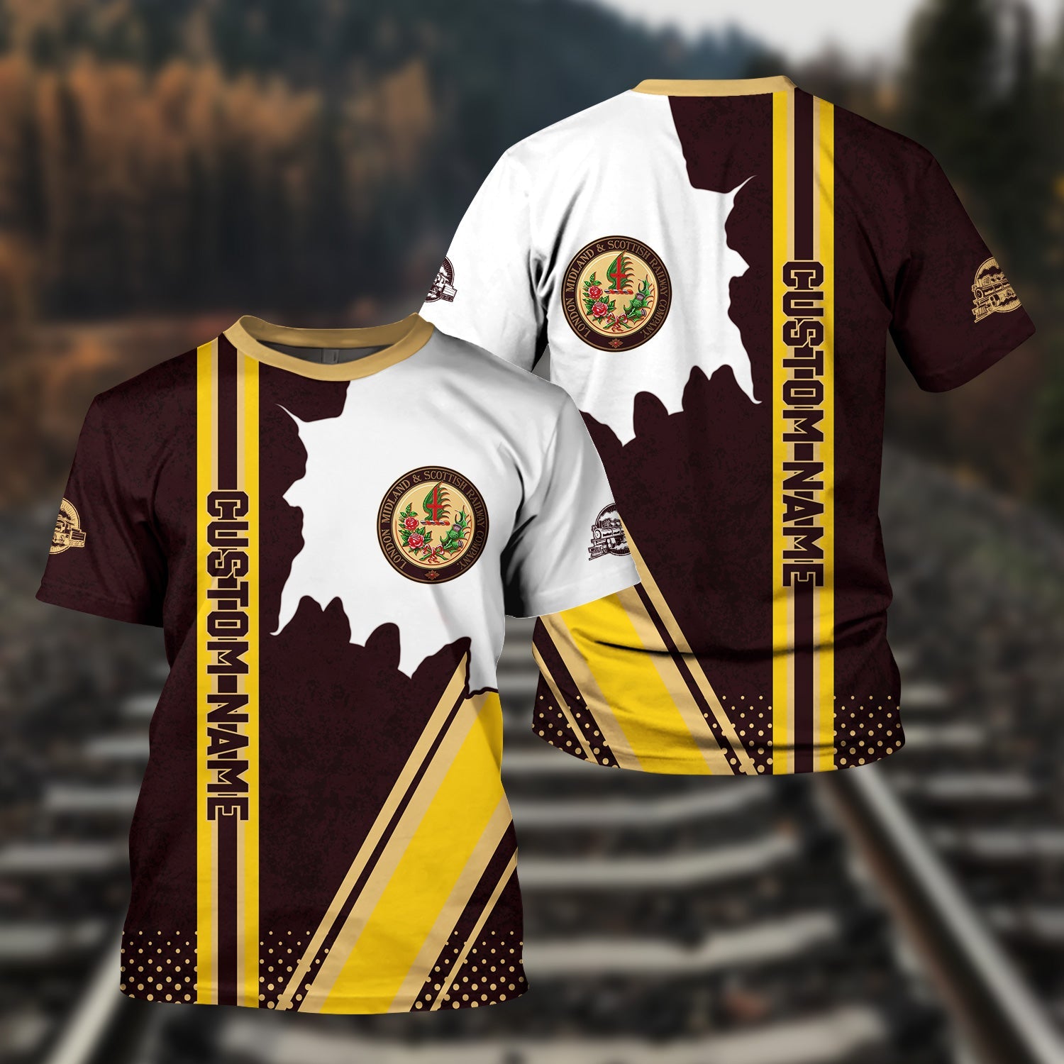 Railspirit Personalized London, Midland and Scottish Railway T-Shirt All Over Printed Unisex Shirt