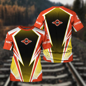 Railspirit Personalized Texas and Pacific Railway T-Shirt Lightning Graphic Style Shirt Gift Idea For Train Lover