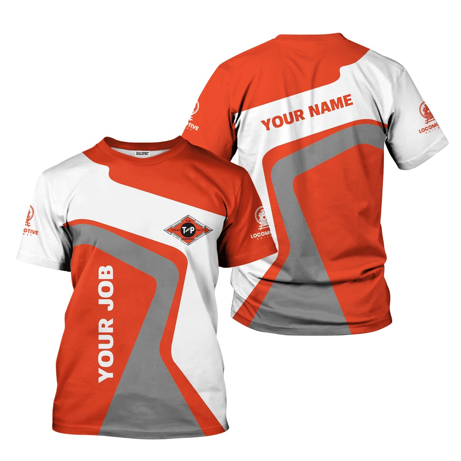 Railspirit Personalized Texas and Pacific Railway T-Shirt Unique Design with Custom Job Position Train Shirt