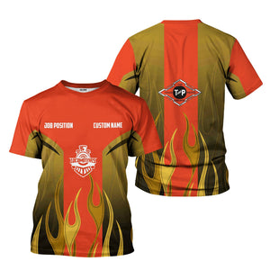 Railspirit Custom Name and Job Title Texas and Pacific Railway T-Shirt Flame Graphic Train Shirt
