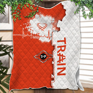 Railspirit Texas and Pacific Railway Premium Quilts Engine Heartbeat and Track Love Style Quilts Gift Idea For Train Lovers