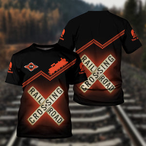 Railspirit Personalized Texas and Pacific Railway T Shirt Railroad Crossing Printed Train Track Shirt