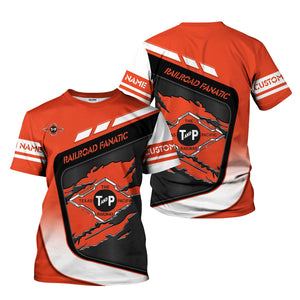 Railspirit Personalized Texas and Pacific Railway T-Shirt Ripped Texture Style Train Shirt For Railroad Fanatic