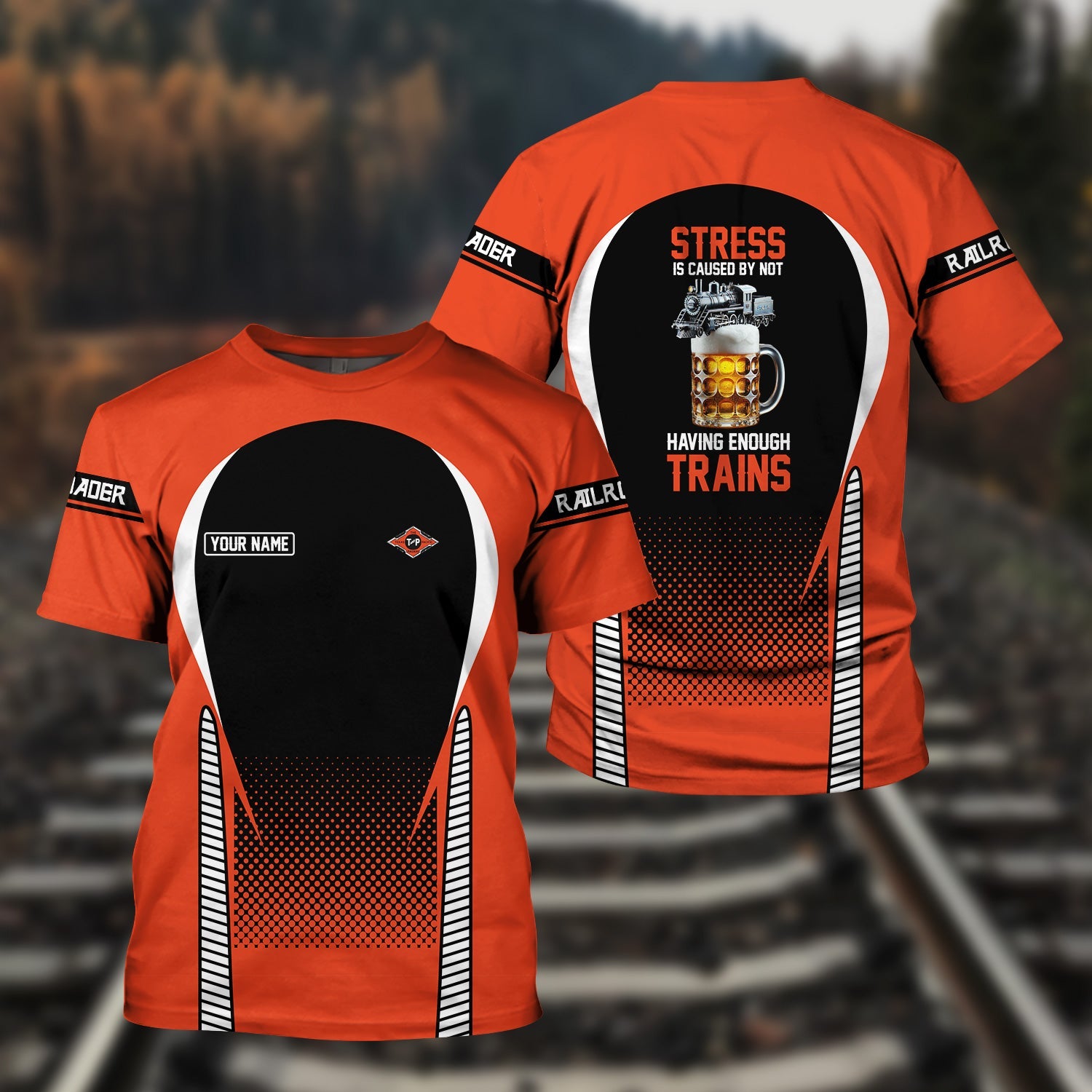 Railspirit Personalized Texas and Pacific Railway T Shirt Stress Is Caused By Not Having Enough Trains Shirt All Over Print