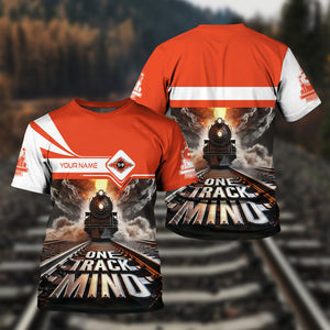 Railspirit Personalized Texas and Pacific Railway T Shirt One Track Mind Train Printed Shirt