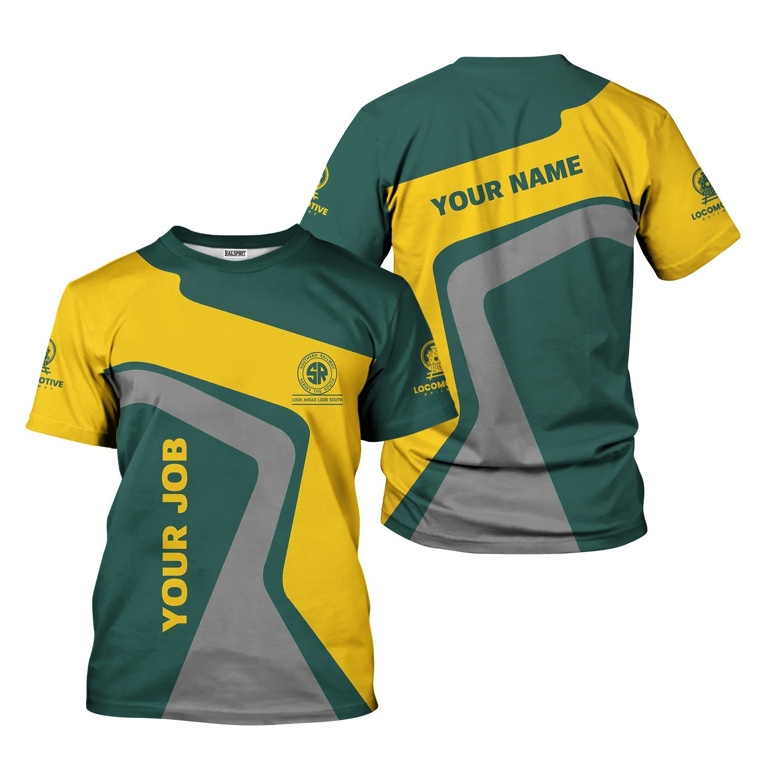 Railspirit Personalized Southern Railway U.S T-Shirt Unique Design with Custom Job Position SOU Train Shirt